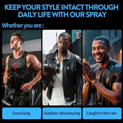 Hair Fiber Water Resistant Spray for Men – Extra Hold, Waterproof Hairline Enhancer & Volumizing Spray for Black Hair & Beard (4 Fl Oz)