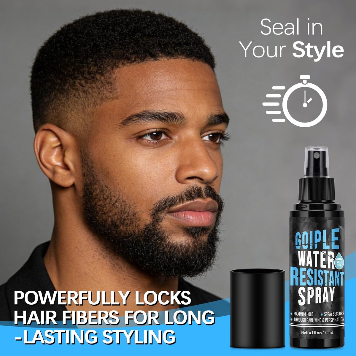 Hair Fiber Water Resistant Spray for Men – Extra Hold, Waterproof Hairline Enhancer & Volumizing Spray for Black Hair & Beard (4 Fl Oz) - görsel 9