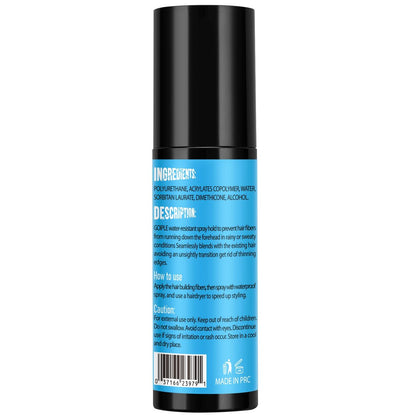Hair Fiber Water Resistant Spray for Men – Extra Hold, Waterproof Hairline Enhancer & Volumizing Spray for Black Hair & Beard (4 Fl Oz)