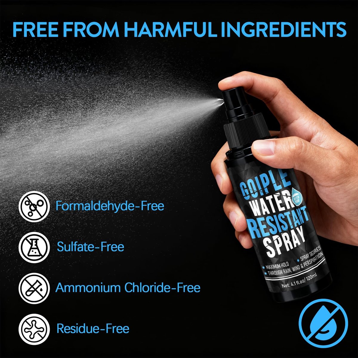 Hair Fiber Water Resistant Spray for Men – Extra Hold, Waterproof Hairline Enhancer & Volumizing Spray for Black Hair & Beard (4 Fl Oz) - görsel 7