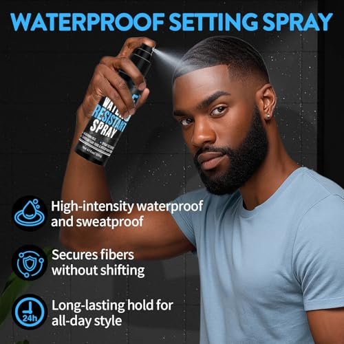 Hair Fiber Water Resistant Spray for Men – Extra Hold, Waterproof Hairline Enhancer & Volumizing Spray for Black Hair & Beard (4 Fl Oz) - görsel 4