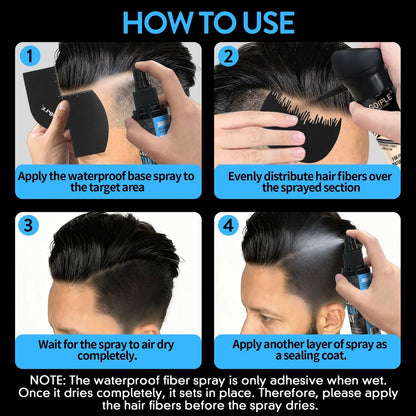 Hair Fiber Water Resistant Spray for Men – Extra Hold, Waterproof Hairline Enhancer & Volumizing Spray for Black Hair & Beard (4 Fl Oz)