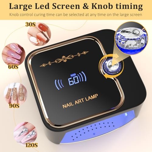 TCHMCITY 388W Cordless Nail Lamp with LCD Display – UV LED Light for Gel Nails, Portable Wireless Fast Curing for Home & Salon Avelisse