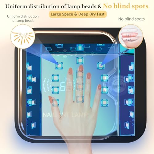 TCHMCITY 388W Cordless Nail Lamp with LCD Display – UV LED Light for Gel Nails, Portable Wireless Fast Curing for Home & Salon Avelisse