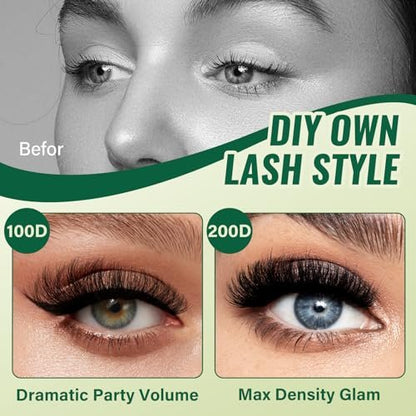 KEYYOU 3D Effect Lash Clusters 231pcs – 100D/200D D Curl Wispy Lashes 10-18mm, Individual Cluster Lashes for Natural Volume DIY