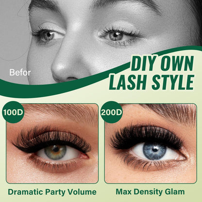 KEYYOU 3D Effect Lash Clusters 231pcs – 100D/200D D Curl Wispy Lashes 10-18mm, Individual Cluster Lashes for Natural Volume DIY