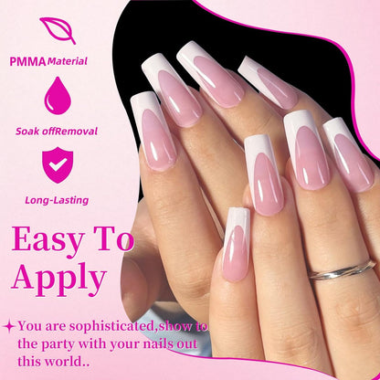 HWHUNO 4 Design French Soft Gel Toe Nail Tips Set - 120Pcs White Pink Black Full Cover Square Tip Press on Nails & Wider Toenails for Women, Home DIY Salon (15 Sizes)