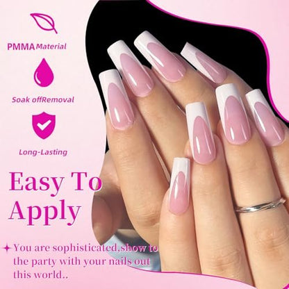 HWHUNO 4 Design French Soft Gel Toe Nail Tips Set - 120Pcs White Pink Black Full Cover Square Tip Press on Nails & Wider Toenails for Women, Home DIY Salon (15 Sizes)