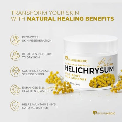 InsurMedic Helichrysum Essential Oil Balm - Helichrysum Italicum Cream for Veins, Bruises, Aches, Pains & Skin Healing - Full Body Hydration Multipurpose Salve Avelisse