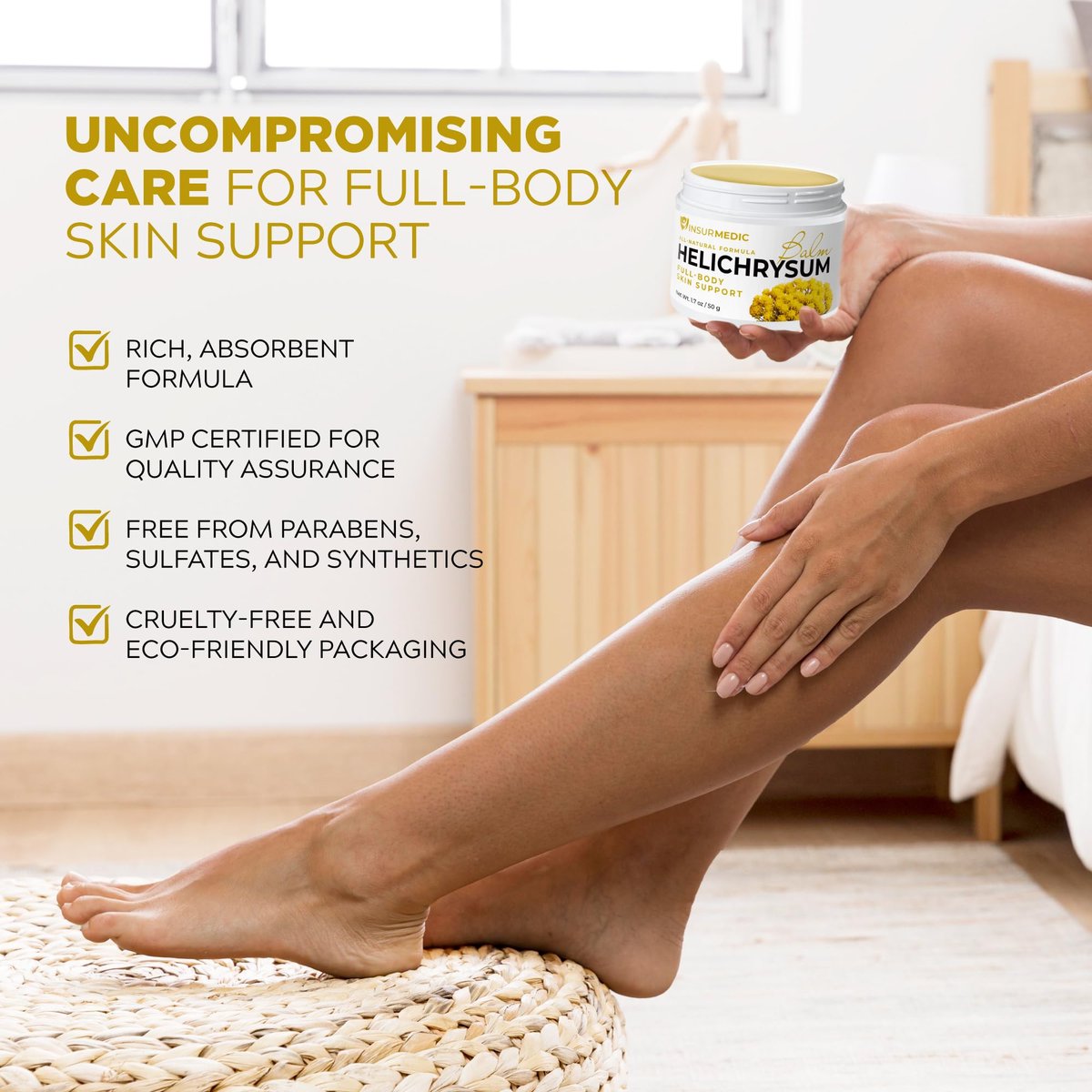 InsurMedic Helichrysum Essential Oil Balm - Helichrysum Italicum Cream for Veins, Bruises, Aches, Pains & Skin Healing - Full Body Hydration Multipurpose Salve Avelisse