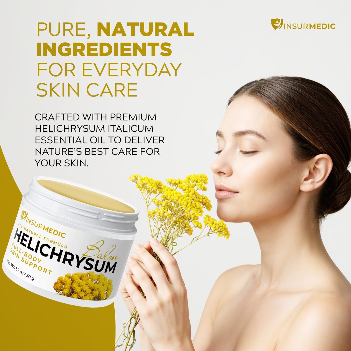 InsurMedic Helichrysum Essential Oil Balm - Helichrysum Italicum Cream for Veins, Bruises, Aches, Pains & Skin Healing - Full Body Hydration Multipurpose Salve Avelisse