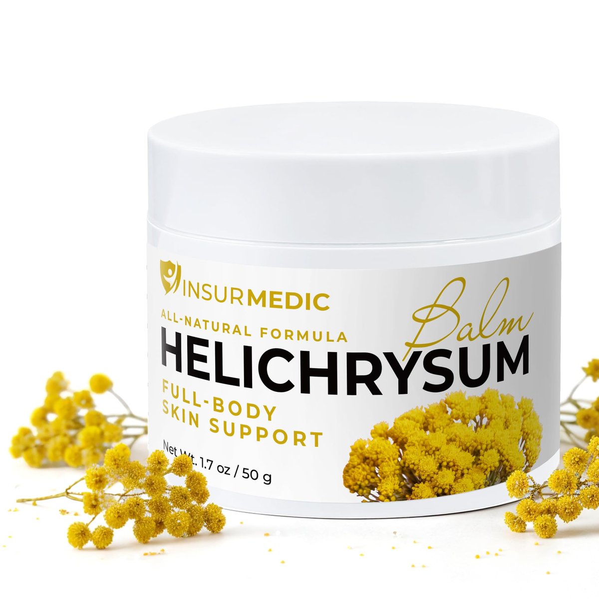 InsurMedic Helichrysum Essential Oil Balm - Helichrysum Italicum Cream for Veins, Bruises, Aches, Pains & Skin Healing - Full Body Hydration Multipurpose Salve Avelisse