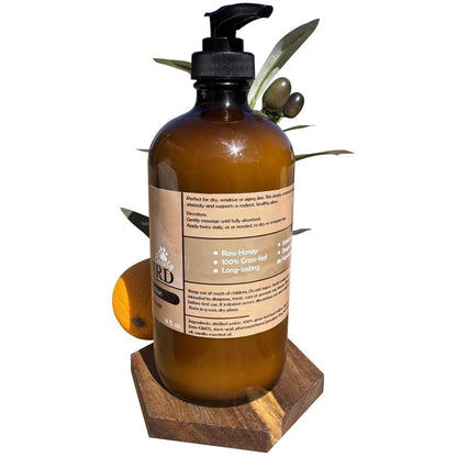 Bear Bird 100% Grass-Fed Tallow & Raw Honey Lotion with Olive Oil, Orange & Vanilla Essential Oils - 16 Fl Oz Avelisse