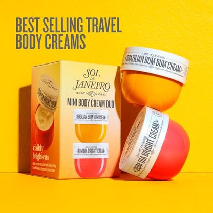 Sol de Janeiro Mini Body Cream Trial Set – Travel Size Brazilian Bum Bum Cream & Bom Dia Bright Cream, 2-Piece Set (25 mL Each)