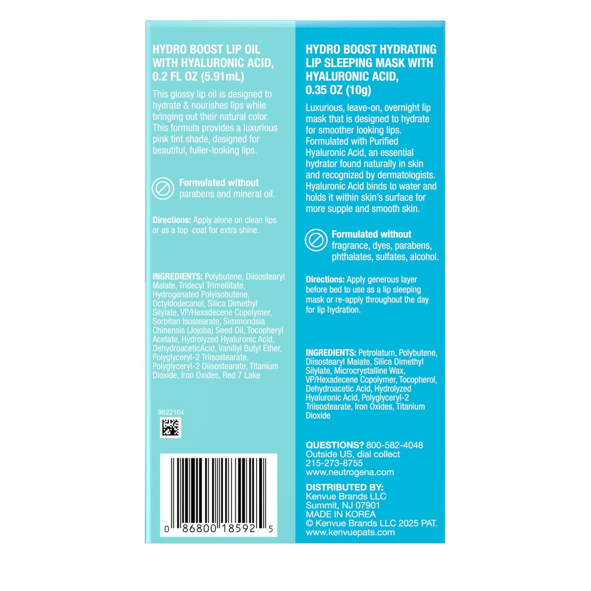 Neutrogena Hydro Boost Lip Hydration Kit: Light Pink Tinted Lip Oil & Clear Overnight Lip Sleeping Mask with Hyaluronic Acid for Day & Night Nourishment, 2 Items Avelisse