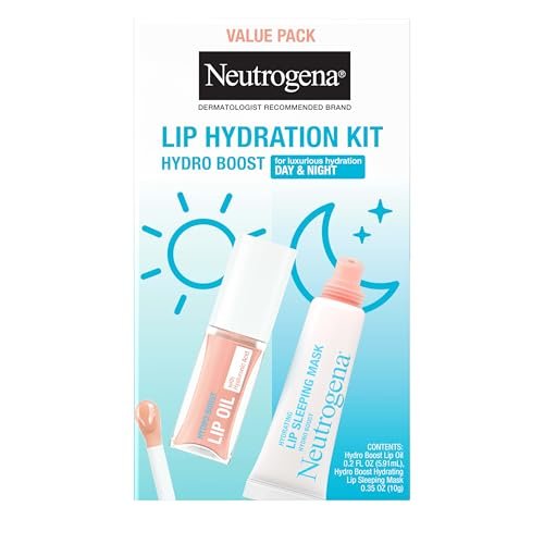 Neutrogena Hydro Boost Lip Hydration Kit: Light Pink Tinted Lip Oil & Clear Overnight Lip Sleeping Mask with Hyaluronic Acid for Day & Night Nourishment, 2 Items Avelisse