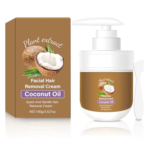 Coconut Oil Facial Hair Removal Cream for Women - Gentle, Plant-Based Hair Remover for Chin & Upper Lip, 3.52 oz Avelisse