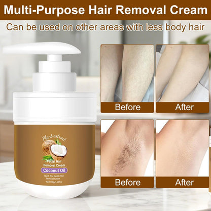 Coconut Oil Facial Hair Removal Cream for Women - Gentle, Plant-Based Hair Remover for Chin & Upper Lip, 3.52 oz Avelisse