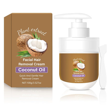 Coconut Oil Facial Hair Removal Cream for Women - Gentle, Plant-Based Hair Remover for Chin & Upper Lip, 3.52 oz Avelisse