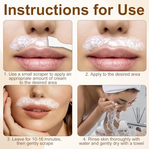 Coconut Oil Facial Hair Removal Cream for Women - Gentle, Plant-Based Hair Remover for Chin & Upper Lip, 3.52 oz Avelisse