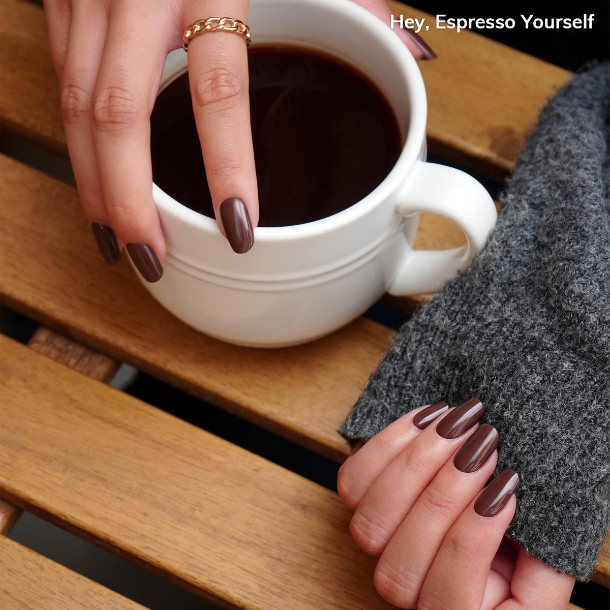 Heyhae Semi Cured Gel Nail Strips – Fall Solid Brown, No LED Lamp Needed, Easy Apply & Remove, Salon Quality – 28 Strips, Prep Pads, File & Stick – Hey, Espresso Yourself - görsel 11