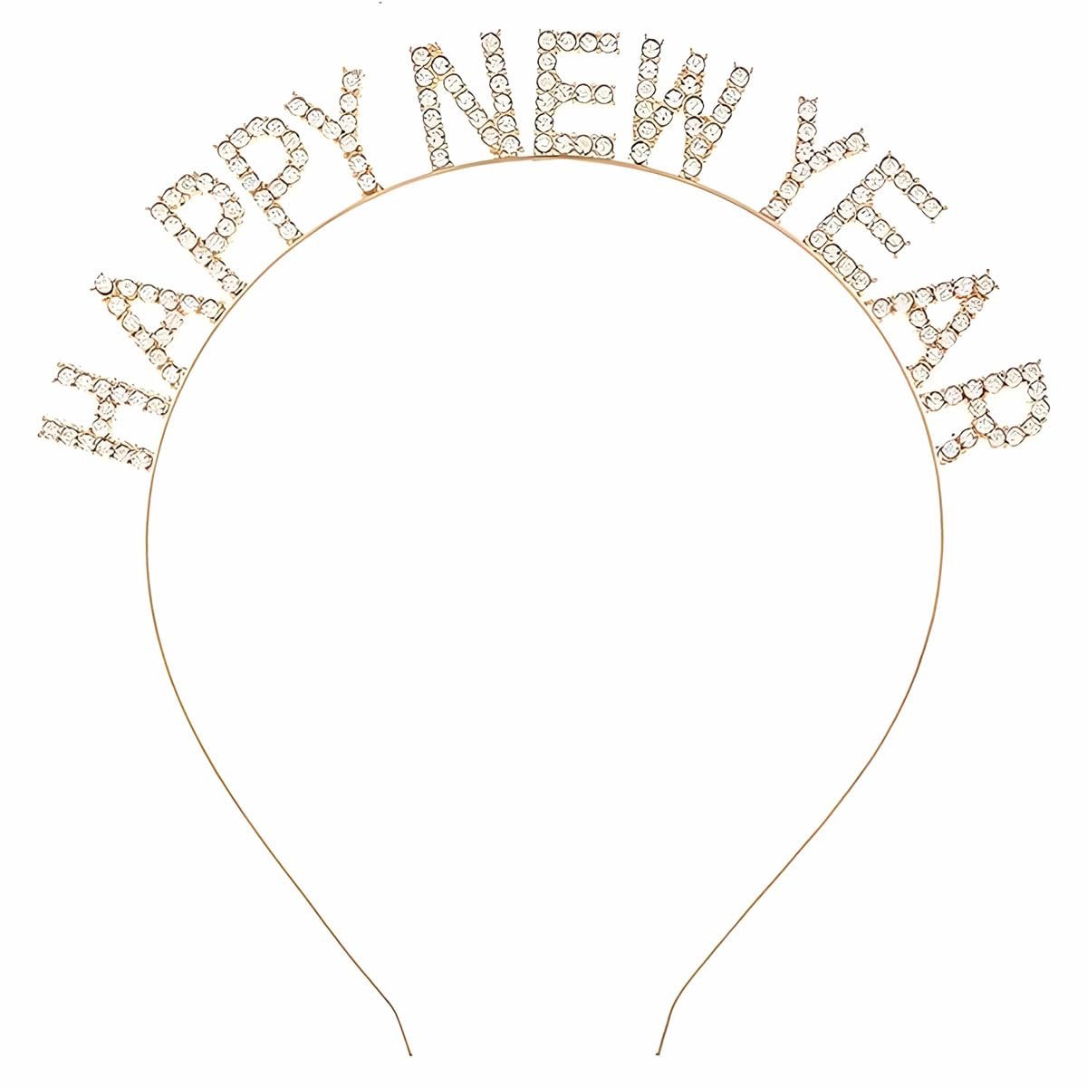 PRELITER Gold Happy New Year Headband - Metallic New Years Accessories for Women, Party Headwear - görsel 1