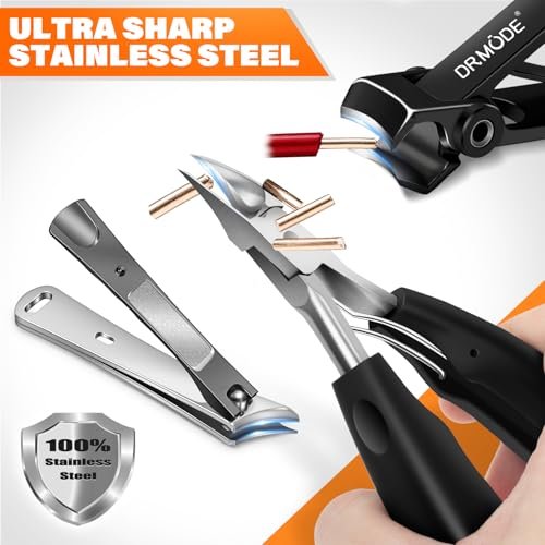 DRMODE Toenail Clippers for Thick Toenails, Long Handled Toe Nail Clippers for Thick Nails for Seniors with Wide Opening, Professional Stainless Steel Slanted Curved Ingrown Toenail Clippers for Men - görsel 10