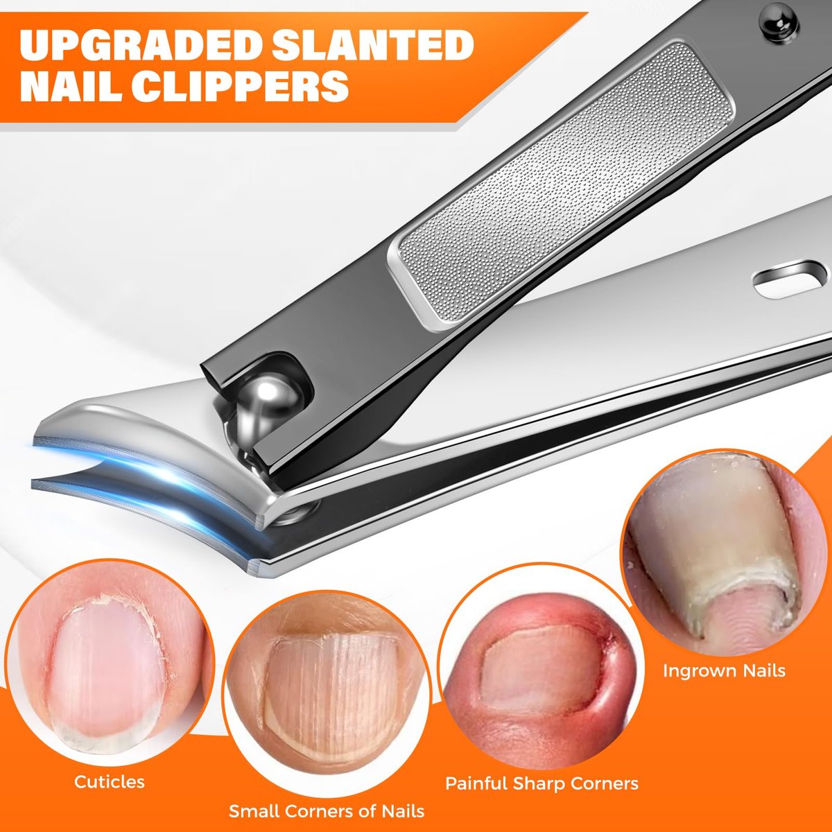 DRMODE Toenail Clippers for Thick Toenails, Long Handled Toe Nail Clippers for Thick Nails for Seniors with Wide Opening, Professional Stainless Steel Slanted Curved Ingrown Toenail Clippers for Men - görsel 7