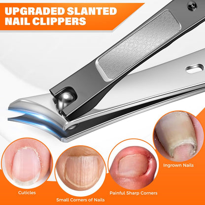 DRMODE Toenail Clippers for Thick Toenails, Long Handled Toe Nail Clippers for Thick Nails for Seniors with Wide Opening, Professional Stainless Steel Slanted Curved Ingrown Toenail Clippers for Men