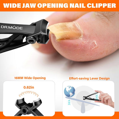 DRMODE Toenail Clippers for Thick Toenails, Long Handled Toe Nail Clippers for Thick Nails for Seniors with Wide Opening, Professional Stainless Steel Slanted Curved Ingrown Toenail Clippers for Men
