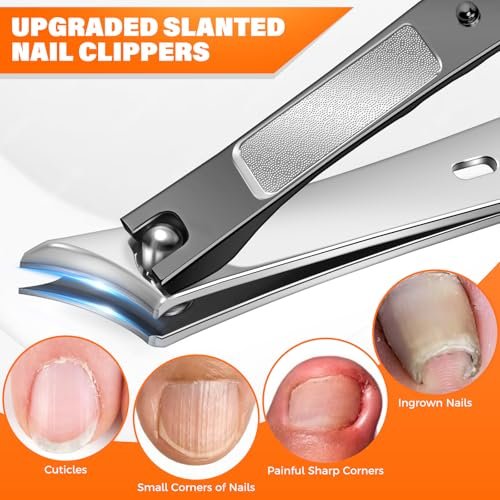 DRMODE Toenail Clippers for Thick Toenails, Long Handled Toe Nail Clippers for Thick Nails for Seniors with Wide Opening, Professional Stainless Steel Slanted Curved Ingrown Toenail Clippers for Men - görsel 8