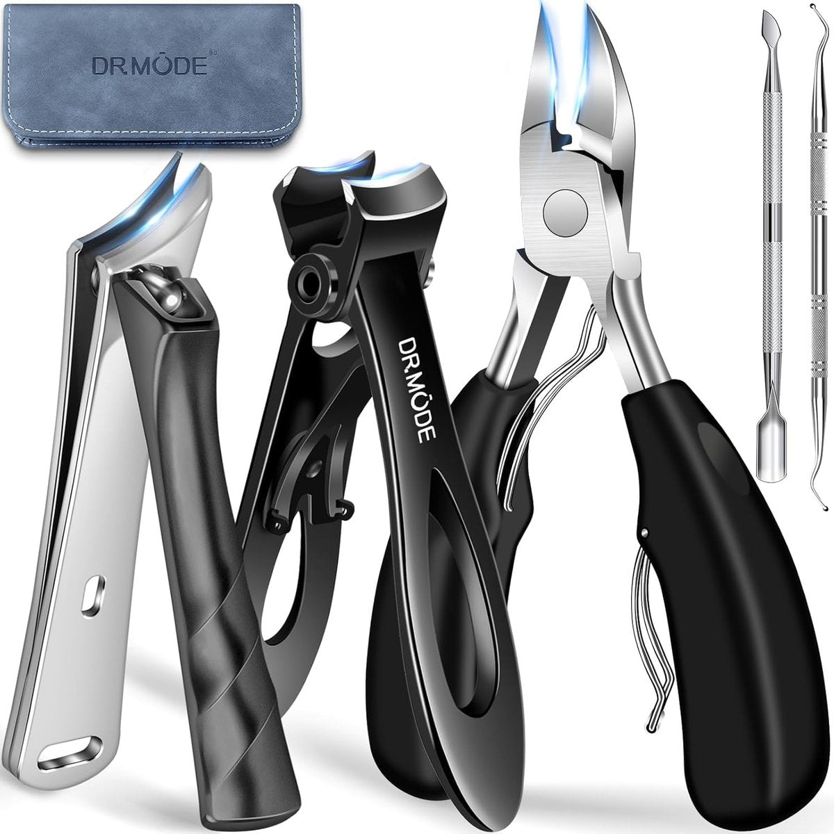 DRMODE Toenail Clippers for Thick Toenails, Long Handled Toe Nail Clippers for Thick Nails for Seniors with Wide Opening, Professional Stainless Steel Slanted Curved Ingrown Toenail Clippers for Men - görsel 1
