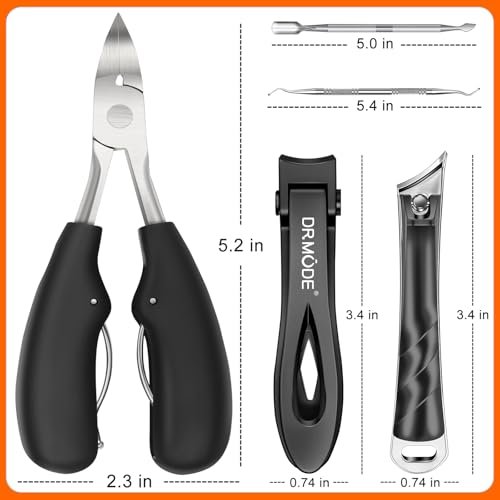 DRMODE Toenail Clippers for Thick Toenails, Long Handled Toe Nail Clippers for Thick Nails for Seniors with Wide Opening, Professional Stainless Steel Slanted Curved Ingrown Toenail Clippers for Men - görsel 14