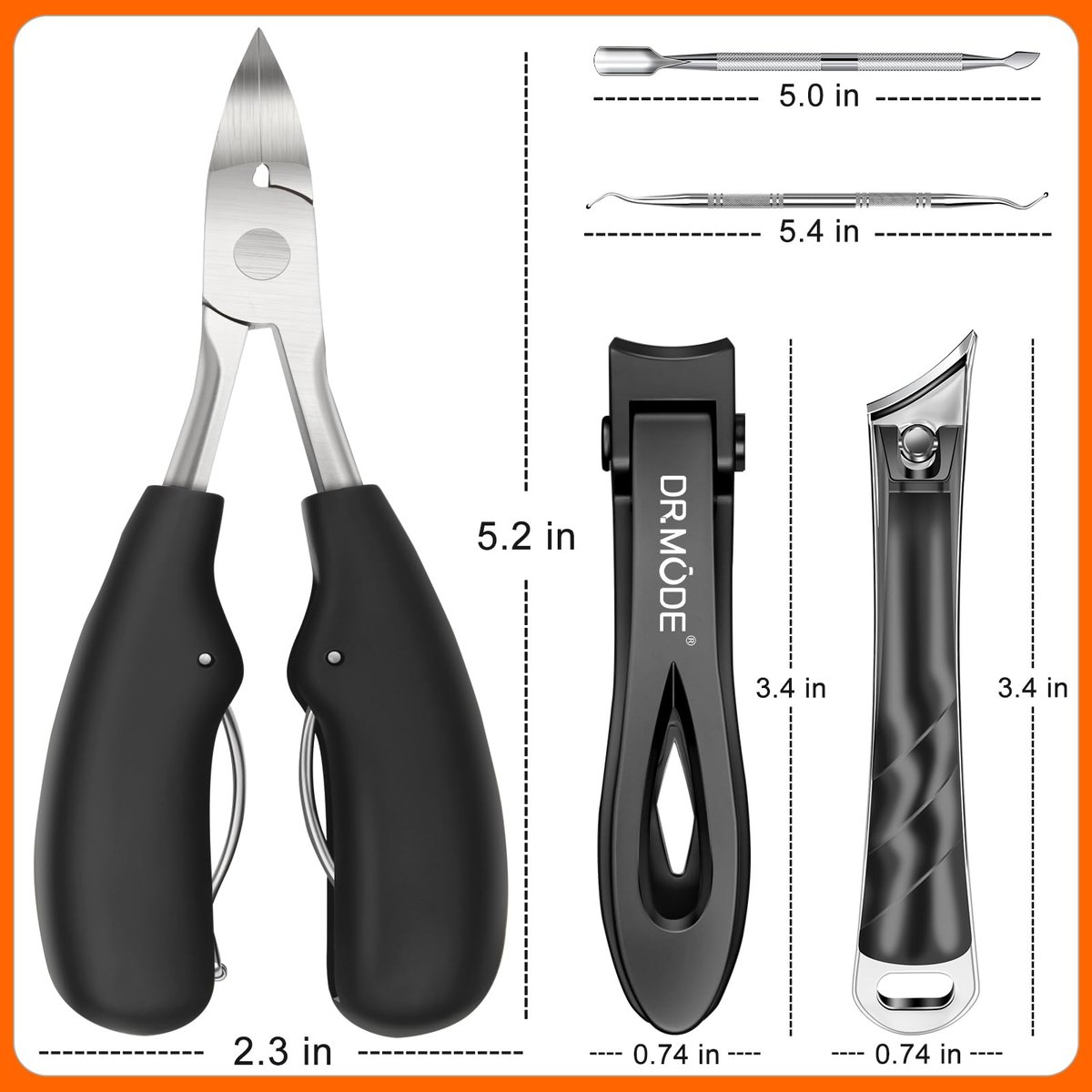DRMODE Toenail Clippers for Thick Toenails, Long Handled Toe Nail Clippers for Thick Nails for Seniors with Wide Opening, Professional Stainless Steel Slanted Curved Ingrown Toenail Clippers for Men - görsel 13