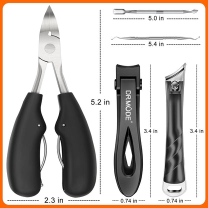 DRMODE Toenail Clippers for Thick Toenails, Long Handled Toe Nail Clippers for Thick Nails for Seniors with Wide Opening, Professional Stainless Steel Slanted Curved Ingrown Toenail Clippers for Men