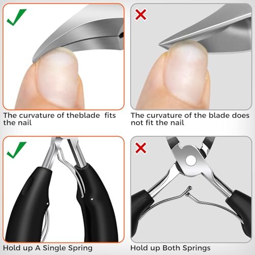 DRMODE Toenail Clippers for Thick Toenails, Long Handled Toe Nail Clippers for Thick Nails for Seniors with Wide Opening, Professional Stainless Steel Slanted Curved Ingrown Toenail Clippers for Men - görsel 16