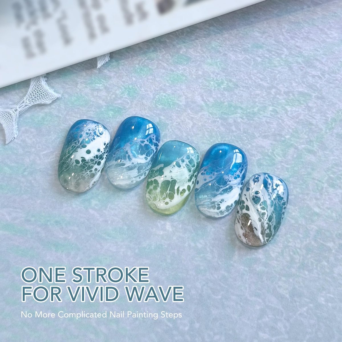 GAOY 16ml White Blooming Wave Nail Gel - Effortless Ocean Wave Nail Art Design, Use with Gel Polish for DIY - görsel 3