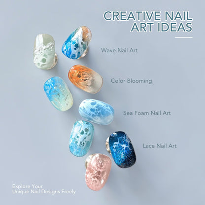 GAOY 16ml White Blooming Wave Nail Gel - Effortless Ocean Wave Nail Art Design, Use with Gel Polish for DIY