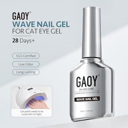 GAOY 16ml White Blooming Wave Nail Gel - Effortless Ocean Wave Nail Art Design, Use with Gel Polish for DIY