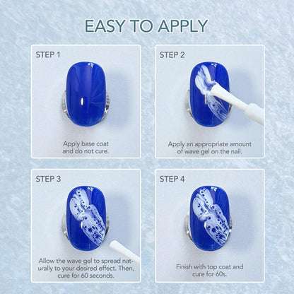GAOY 16ml White Blooming Wave Nail Gel - Effortless Ocean Wave Nail Art Design, Use with Gel Polish for DIY
