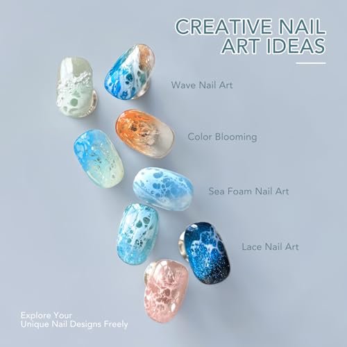 GAOY 16ml White Blooming Wave Nail Gel - Effortless Ocean Wave Nail Art Design, Use with Gel Polish for DIY - görsel 8