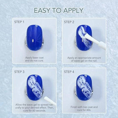 GAOY 16ml White Blooming Wave Nail Gel - Effortless Ocean Wave Nail Art Design, Use with Gel Polish for DIY