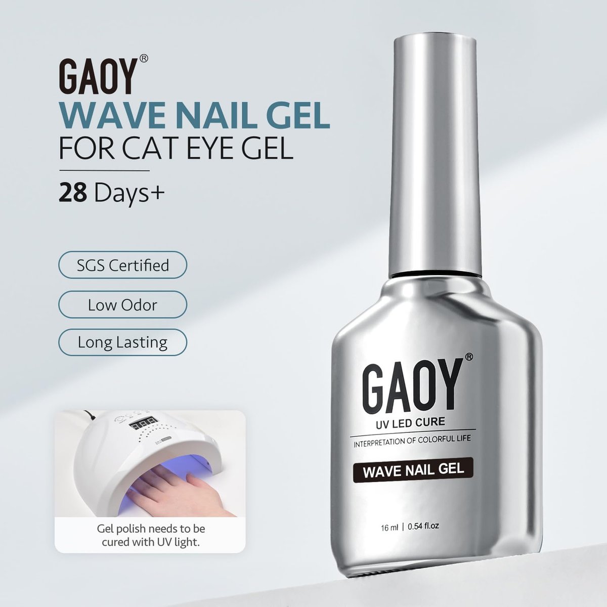 GAOY 16ml White Blooming Wave Nail Gel - Effortless Ocean Wave Nail Art Design, Use with Gel Polish for DIY - görsel 11