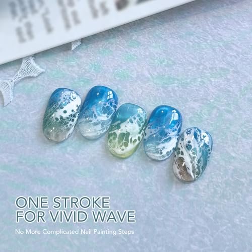 GAOY 16ml White Blooming Wave Nail Gel - Effortless Ocean Wave Nail Art Design, Use with Gel Polish for DIY - görsel 4