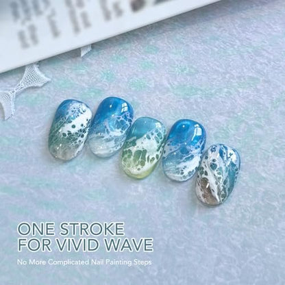 GAOY 16ml White Blooming Wave Nail Gel - Effortless Ocean Wave Nail Art Design, Use with Gel Polish for DIY
