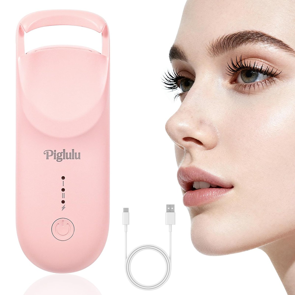 Heated Eyelash Curler - Mini Electric Lash Curler with Fast Heating, 2-Level Temp Control, Anti-Burn Silicone Pad, Type-C Charging - Pink - görsel 1