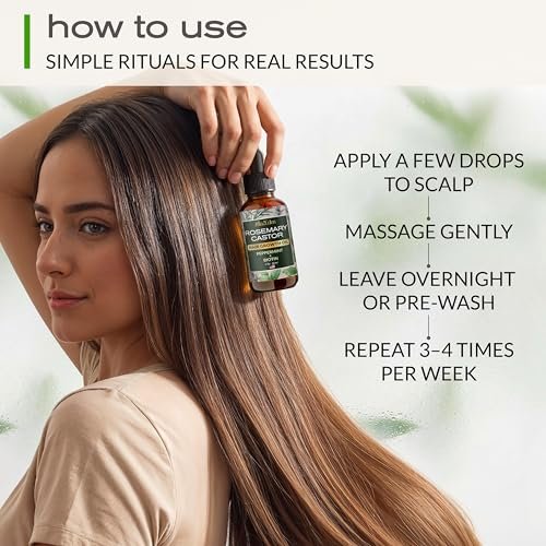 Ella & Eden Hair Growth Oil with Rosemary, Castor, Peppermint Oils & Biotin - Dry Scalp Treatment - Strengthening, Repairing, Soothing - 2 Fl Oz Glass Bottle - görsel 14