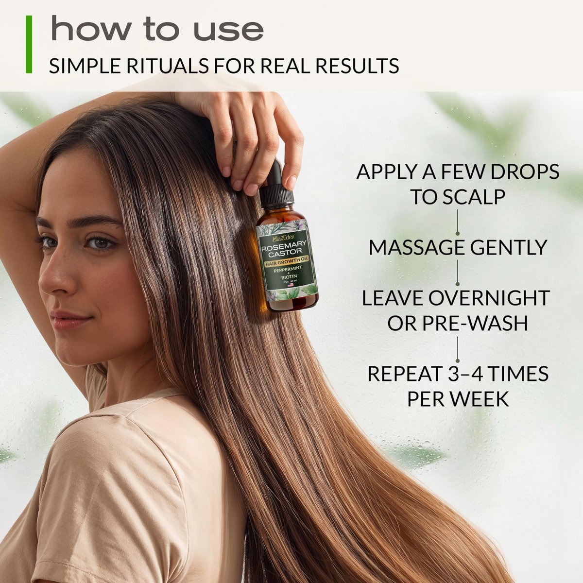 Ella & Eden Hair Growth Oil with Rosemary, Castor, Peppermint Oils & Biotin - Dry Scalp Treatment - Strengthening, Repairing, Soothing - 2 Fl Oz Glass Bottle - görsel 13