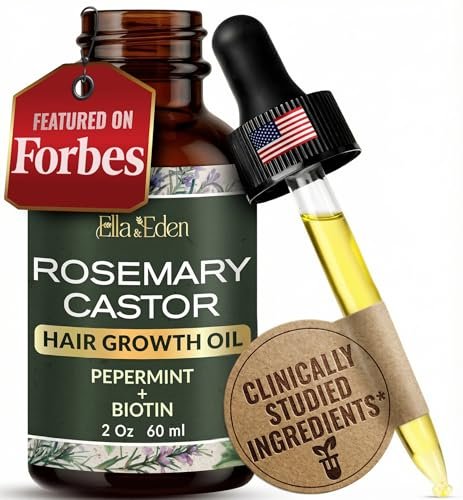 Ella & Eden Hair Growth Oil with Rosemary, Castor, Peppermint Oils & Biotin - Dry Scalp Treatment - Strengthening, Repairing, Soothing - 2 Fl Oz Glass Bottle - görsel 2