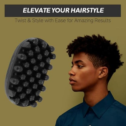 Rubber Curling Hair Brush: Twist King Sponge for Afro Hair - Washable Curl Sponge Styling Tool for Men, Women, Boys, Girls - Durable Curling Comb for Long & Short Hair (Small Tooth, Black) Avelisse